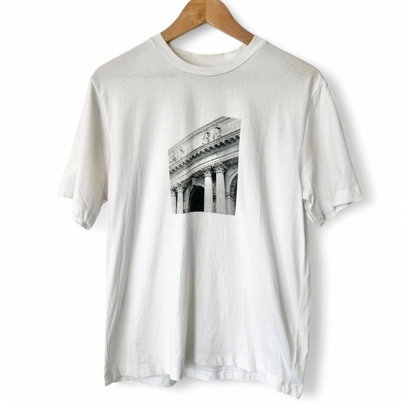 Oak + Fort New York Library US White Preppy Prep Graphic T-Shirt Unisex XS - Picture 1 of 13